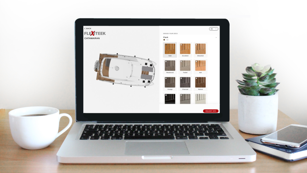 Flexiteek Neuer 3D-Deck-Designer auf Laptop