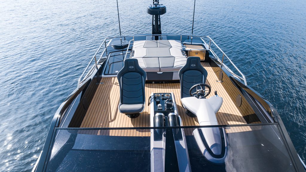 Sunseeker fitted with Flexiteek teak with black