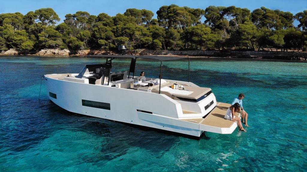 De Antonio Yachts D42 fitted with Flexiteek 2G Teak with Black Caulk