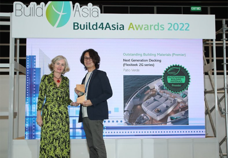Sheung Wan being awarded the Outstanding Building Materials award for Flexiteek 2G,